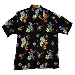 Pineapple Moon Hawaiian Shirt Mens‎ Size XL Rayon Floral Vacation Resortwear